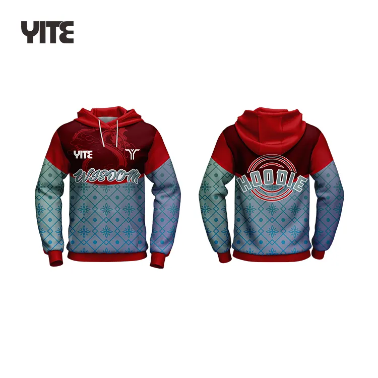 New Product Ideas Sublimation printed sweater hoodie men puff printed Hooded pullover sweater