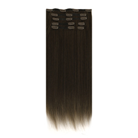 K.SWIGS Cheveux humains Remy de qualité supérieure avec cuticules intactes 100 g Couleurs unies et méchées 7 clips Cheveux à clipser sans couture avec bande adhésive en PU