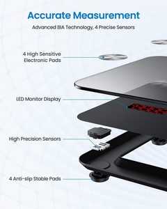हॉट बिमी स्केल बॉडी फैट विश्लेषक एलसीडी डिस्प्ले 180 किलोग्राम क्षमता स्मार्ट डिजिटल स्केल वसा मापने वाले बाथरूम वजन - Product Image 4