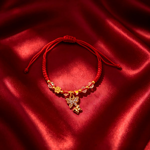Pulsera de Hilo Rojo de <span class=keywords><strong>la</strong></span> Suerte, 10 Estilos, con Dijes de Oro y Diamantes de Imitación, Ajustable, Hecha a Mano, Amuleto de Año Nuevo - Product Image 4