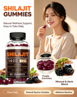 Bonbons gommeux antioxydants OEM Pure Shilajit pour soutenir l'énergie des adultes et soulager le stress - Complément alimentaire à base de plantes pour l'immunité et l'éclat de la peau