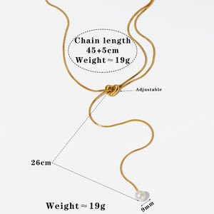 CLIORO largo ajustable corazón perla colgante de acero inoxidable joyería de moda en forma de Y suéter cadena collares para mujeres - Product Image 2