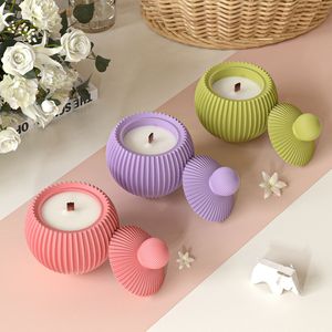 Moule en silicone pour pot <span class=keywords><strong>de</strong></span> rangement à rayures verticales, moule <span class=keywords><strong>de</strong></span> moulage en résine époxy pour bougie en gypse DIY à dessus rond, ornement en résine époxy - Product Image 1