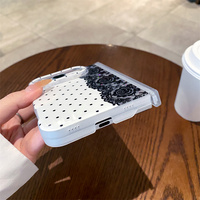 Coque de téléphone Ins Circle Dots Lace Blanc Noir pour iPhone 18Ultra, Housse Adorable
