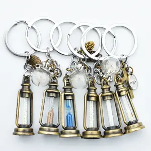 2024 mới sáng tạo Retro đồng hồ cát Keychain cá nhân đèn lồng hợp thời trang Đèn vòng chìa khóa xe mặt dây chuyền cổ