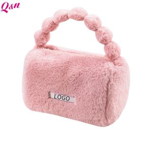 Neceser de viaje para chica joven 2025, neceser de maquillaje de piel sintética, neceser portátil de felpa Rosa bonita - Product Image 1