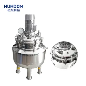 Tangki mesin emulsifikasi HUNDOM electrik heating double jacketed vacuum pressure liquid dan powder mixing reactor