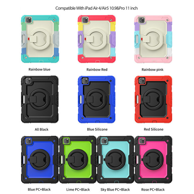 2026 Fashion Flat Shell for iPad Pro13 Air6/7/8 Samsung Tab S10 S11 Ultra Anti-fall Silicone case with Rotating Bracket Stand