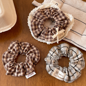 Lot de chouchous et élastiques à cheveux avec dentelle et nœuds écossais pour femmes et filles, style doux, accessoire de mode pour usage quotidien - Product Image 2