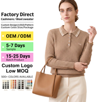 Pull en cachemire pour femme, décontracté, col rabattu boutonné, color block, tricoté à la machine, 100% pur cachemire, nouvelle collection hiver, vente en gros
