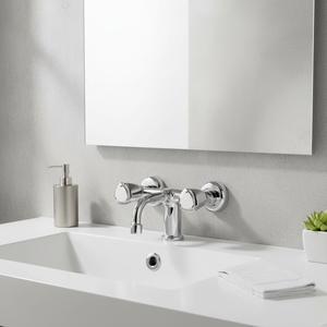 Robinet de lavabo de salle de bain moderne en laiton sans plomb, monocommande, entre-axes 4 pouces, à poser sur comptoir, finition polie anti-rayures, eau chaude/froide régulée - Product Image 3