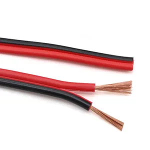 UL2468 22AWGx2C LED Dedicado Rojo/Negro Alambre de cinta plana de PVC de cobre estañado paralelo dual