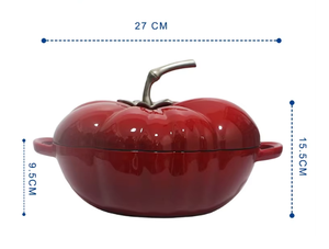 หม้อซุปทรงมะเขือเทศเคลือบสีแดงคุณภาพสูง ความจุขนาดใหญ่ ทำจากเหล็กหล่อ พร้อมฝาปิด ใช้สำหรับอบอาหาร เป็นมิตรกับสิ่งแวดล้อม ไม่ติดกระทะ - Product Image 2
