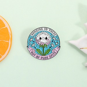 Pin de esmalte colgante con cita de Dandelion Out of Pure Spite, estilo humorístico y caprichoso, venta al por mayor - Product Image 2