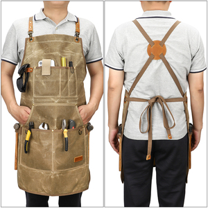 Delantales de Trabajo de Lona Encerada Resistentes al Agua para <span class=keywords><strong>Carpinteros</strong></span>, Delantales Ajustables para Mecánicos y Trabajos en Madera con Múltiples Bolsillos - Product Image 1