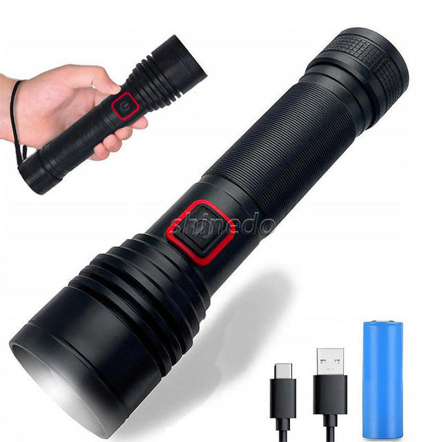Powerful LED Flashlight Zoomable LED Torch Support for Charging Hunting Lamp