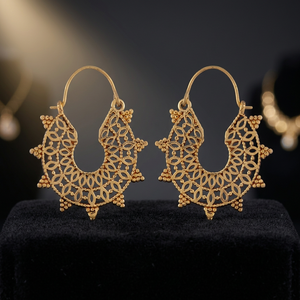 Hot Sell Luxury Trendy Geometric Brass Hoop Earrings Women <b>Real</b> Gold Plated Earrings Jewelry Earrings Bohemian Style <b>Flower</b> - Product Image 1