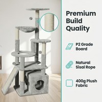 Meuble mural pour chat en sisal écologique et esthétique, minimaliste, XXL, avec hamac en peluche et perchoir d'escalade pour chats de petite taille en intérieur