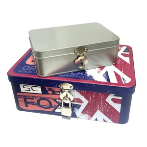 Boîte en métal rectangulaire avec fermoir, pour ranger l'argent de poche, les bijoux, les jouets d'enfants, boîte-cadeau en fer - Product Image 1