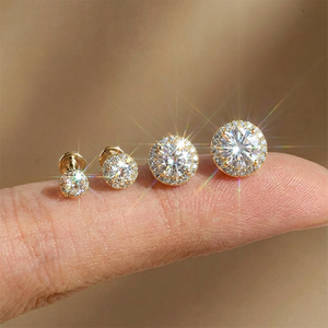 Clous d'oreilles minimalistes à dos plat en argent S925 plaqué rhodium, pavés de morganite couleur D, tailles multiples 2mm 3mm 4mm, cadeau - Product Image 4
