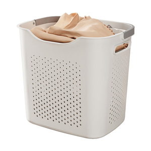 Laundry <b>Basket</b> Rectangle Cream <b>White</b> Portable Dirty Clothes <b>Storage</b> Home Bathroom Clothing Organizer - Product Image 5