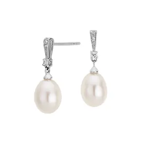 Sterling Silver Jewelry Hallmarks Freshwater Real Bridal Pearl Drop Earrings