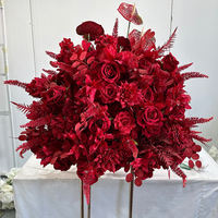 Vente flash - Boule de fleurs artificielles en soie rouge, fleurs de mariage, boule de roses, décoration de table de mariage de haute qualité, fournitures de décoration