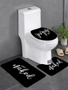 CF 4 pièces ensemble nu noir créatif personnalisé imprimé <span class=keywords><strong>salle</strong></span> <span class=keywords><strong>de</strong></span> bain tapis ensemble imperméable rideau <span class=keywords><strong>de</strong></span> douche avec crochets hôtel bain tapis rideau - Product Image 4