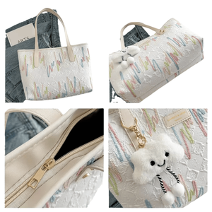 Nouveaux grands sacs fourre-tout en toile pour femme 2025, sacs à main mignons et kawaii pour femme, sacs de couleur arc-en-ciel tendance pour les trajets quotidiens, vente en gros - Product Image 3