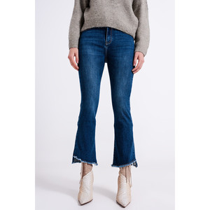 Jeans de Cintura Alta con Dobladillo Asimétrico - Product Image 1