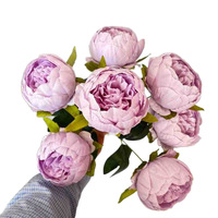 Bunga Sutra Buatan Vintage 7-Kepala Peony Dekorasi Pernikahan Dekorasi Rumah Ornamen Gaya Buatan Tangan Lintas Batas