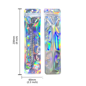 Sacs holographiques pour stylo à zip-lock en PVC, <span class=keywords><strong>emballage</strong></span> transparent de stockage de nourriture thermoscellable à l'arrière en feuille d'<span class=keywords><strong>aluminium</strong></span> - Product Image 4
