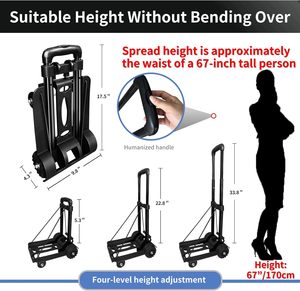 Carretilla Plegable de 4 Ruedas, Ligera, de Metal y Plástico, Carrito Utilitario Resistente, Carro <span class=keywords><strong>para</strong></span> Equipaje, <span class=keywords><strong>para</strong></span> <span class=keywords><strong>Mudanzas</strong></span>, Viajes, Compras - Product Image 2