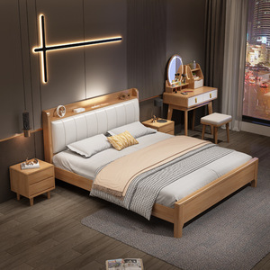 Muebles de Dormitorio <span class=keywords><strong>en</strong></span> Oferta, <span class=keywords><strong>Cama</strong></span> Moderna de Madera Maciza, Diseño de <span class=keywords><strong>Cama</strong></span> King Size Estándar, Camas Dobles de Madera - Product Image 2