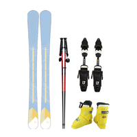 Ensemble de snowboard double pour enfants à haute élasticité, avec fixations de base, bottes de ski, bâtons de ski, noyau en bois de peuplier écologique pour l'hiver