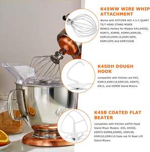 Accesorios para Robot de Cocina KitchenAid K45WW, Batidor de Huevos K45DH, Gancho para Masa K45B, Juego de Paletas para Batir - Product Image 5