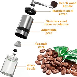 Molinillo de café Manual de espresso francés portátil, el mejor acero inoxidable cepillado de Alemania con molino de cerámica - Product Image 3