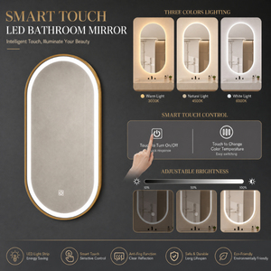 Specchio da Bagno LED Smart Touch della Collezione Hotel, Design Moderno, IP44, Vetro Flottante, Anti-Ribaltamento, Retroilluminato - Product Image 1
