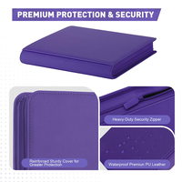 Porte-cartes de visite personnalisé en cuir PU premium avec fermeture éclair, 480 emplacements, 12 pochettes, blocage RFID
