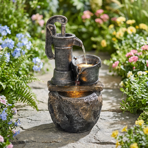 <span class=keywords><strong>Fontaine</strong></span> <span class=keywords><strong>solaire</strong></span> d'extérieur moderne shabby chic faite à la main, pompe à eau en résine, boule submersible à batterie DC, design <span class=keywords><strong>zen</strong></span>, diamètre 36 cm, pour <span class=keywords><strong>jardin</strong></span> - Product Image 5