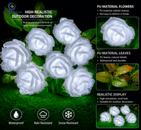 Lampe à piquet LED blanche en forme de rose pour extérieur, éclairage paysager de jardin, idéale pour Noël, les fêtes, les parcs à thème et la décoration de mariage