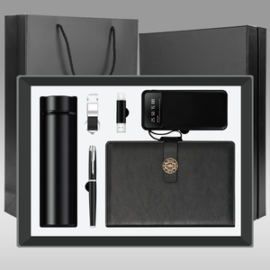 New Gadgets Corporate Gift Set Personalized Stainless Steel Flask Notebook 32GB USB Pen Keychain Power Bank for Business Office
