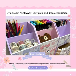 Organisateur de bureau en bois de bambou, porte-stylos et crayons multi-compartiments, support de rangement pour bureau - Product Image 2