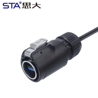 Câble de signalisation de données à affichage LED étanche IP68, connecteur circulaire industriel en plastique et métal, aviation, USB 3.0, LP24