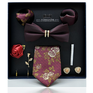 Mais novo Design Fábrica Venda 7.5 cm Bow Tie Lenço Bolso Quadrados Cufflink Set Broche Pin Clipe Gravata Caixa Desempenho - Product Image 3