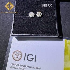 High Clarity 3EX HPHT Lab grown diamond IGI Certified Prong-Set Flower Cluster lab grown diamond earrings - Product Image 4