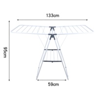 Séchoir à linge pliable et portable personnalisable, sur pied, grande capacité, avec ailes, en métal