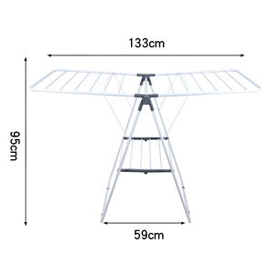 Séchoir à <span class=keywords><strong>linge</strong></span> pliable et portable personnalisable, sur pied, <span class=keywords><strong>grande</strong></span> capacité, avec ailes, en métal - Product Image 6