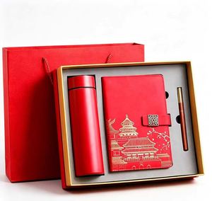 <b>Red</b> Notebook Tumbler and Pen <b>Gift</b> <b>Box</b> Set with Custom Logo Packaging for Corporate Promotion and Bulk Orders - Product Image 1