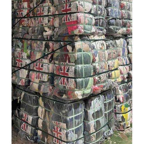 A-Grade 55kg Baled Used Clothes-High Cotton T-Shirts Tops Jeans Blouses for West Africa Market Second Hand Clean Summer